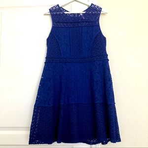Xhilaration Sleeveless Blue Lace Fit and Flare Dress